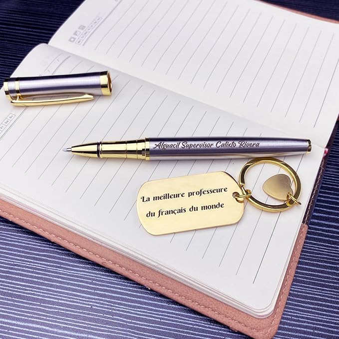Yastar Personalized Gift Pen with Custom Keychain, Fancy Business Gift set with 2 extra Black Ink Refills Quality Pens Metal Body - Custom with Names Message - Giftfor Family Colleague Elder Friends