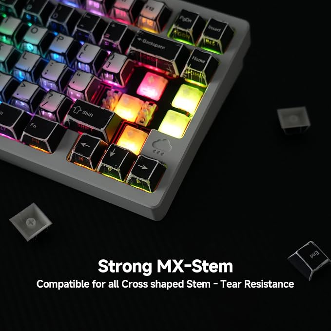137 Versatile PBT Keycaps, No Tearing, Never Fade & Non-Slip, Black & White RGB Backlit Keycaps for Mechanical Keyboard (Typing, Gaming, Anime Passion), Ergonomic (Doubleshot MX, Fit All Layout)