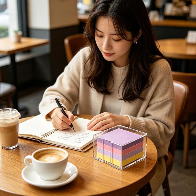 BoAn Clear Acrylic Sticky Note Holder, 3x3 Inch Post It Note Dispenser, Plastic Desktop Memo Pad Organizer with Non-Slip Base, Desk Accessories for Home Office Classroom Dorm School Supplies