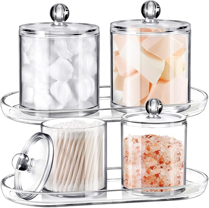 SheeChung Acrylic Vanity Tray, 2 Pack, Clear, 9.65 in x 4.5 in x 0.79 in, Catchall Tray, Countertop Sink Tray Dispenser, Sturdy Holder for Cabinet, Shelf, Cupboard, or Closet Organization | 9.65" x 4.5", Perfume Jewelry Candle Dispenser Catchall Tray, ...