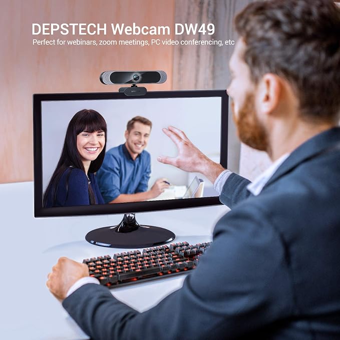 DEPSTECH 4K Webcam, DW49 HD 8MP Equipped with Sony Sensor Autofocus Webcam with Microphone, Privacy Cover, Plug Play USB Computer Web Camera for Pro Streaming/Online Teaching/Video Calling/Zoom/Skype