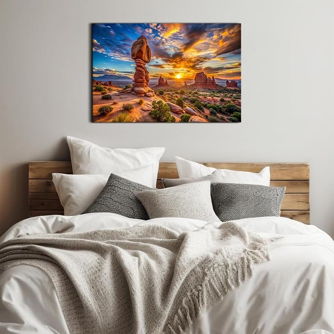 Sunrise Arch Canyon lands Canvas Wall Art for Living Room National Park Landscape Pictures for Bedroom Wall Decor Rustic Desert Rock Poster Large Artwork Modern Home Office Decoration 24x36"