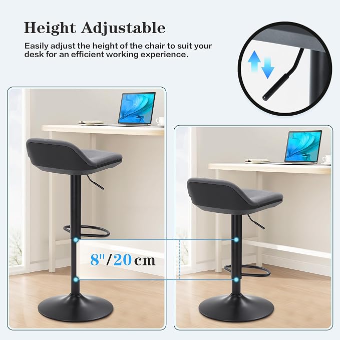 IWMH Standing Desk Stool, Adjustable Standing Desk Chair, Sit Stand Stool | Height Adjustable Sit Stand Desk Stool, Ergonomic 360° Swivel Leaning Stools with Footrest for Office Home (Black)