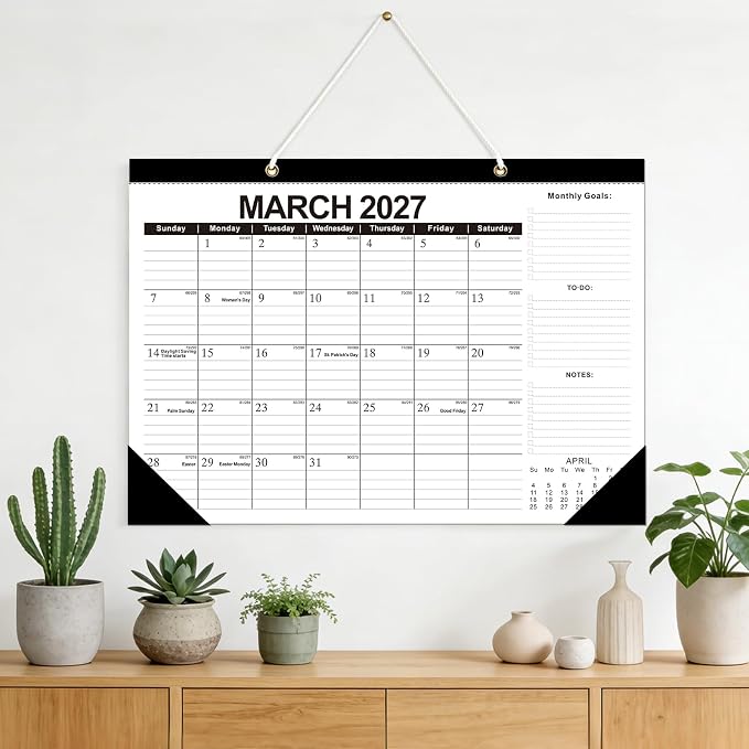 ZTX Desk Calendar 2026-2027 Wall Calendar from July 2026 to December 2027,18 Months 17"×12" Thick Paper with Plastic Cover for Teacher School Home Office