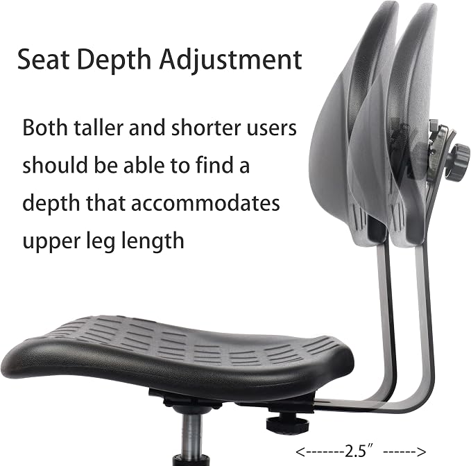 TAKE UR SEAT® Deluxe Heavy Duty Drafting Lab Stool Chair, 18'' Adjustable Footring, 10'' Adjustable Height, 450 lb Seat Capacity, Use in Lab, Workshop, Studio Tall Bench Height (Self-Braking Caster)