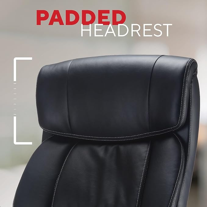 Staples Lockland Ergonomic Managers Office Chair, Big & Tall Cushioned, Adjustable Height, Metal Frame, Bonded Leather, for Workspace, Home, or Gaming, Black