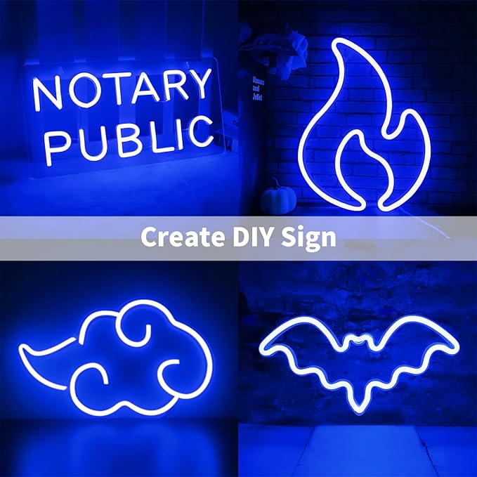 iNextStation Blue LED Light Strip, 16.4ft/5m 12V Silicone Flexible Neon Rope Lights, IP65 Waterproof Cuttable LED Strip Lights for Gaming Room, Bedroom, Outdoor Light, DIY Sign Decor (No Adapter)