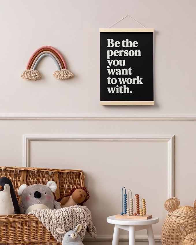 FGFK Be the Person You Want to Work with Inspirational office Framed hanging Canvas wall art Poster Prints decor for women,Trendy Black Motivational posters office decorations for work,12x16 Inch