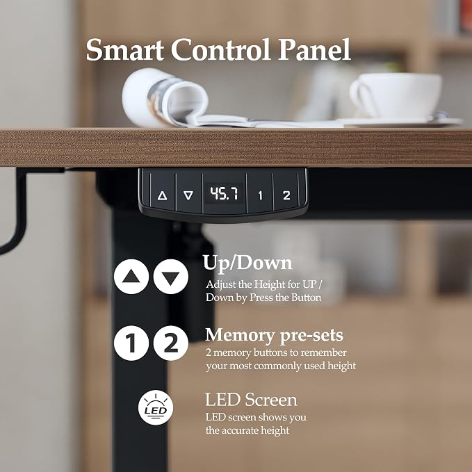 Klicelor L Shaped Standing Desk 55 x 31.5 Inch, Electric Height Adjustable Corner Desk for Home Office Workstation, Ergonomic Sit Stand Computer Table with Memory Controller, Dark Walnut