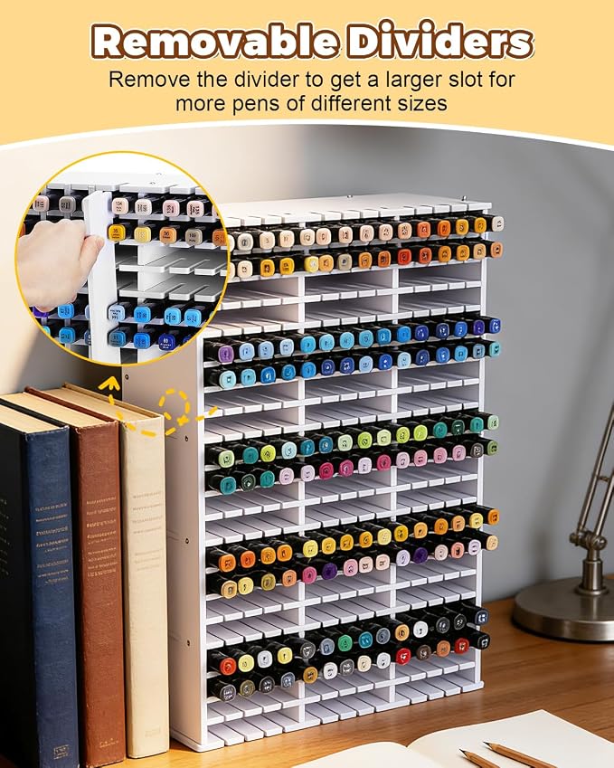 UCEC 300 Slot Marker Organizer Adjustable Markers Holder for Desk, Marker Storage Rack Pen Color Pencil Watercolour Brushes, Pen Case Markers Organizer for Artists for Studio, Classroom, Home Office