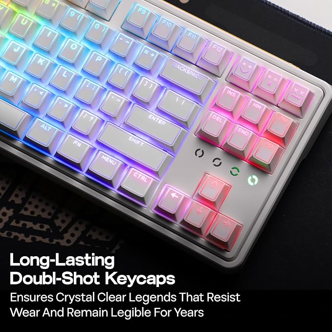 EPOMAKER Glintrix PBT Shine Through Keycaps, Arris & Keys Backlit, Double Shot, Cherry Profile, 60/75/96/Full Size, Custom Keyboard Keycaps Set for Mechanical Gaming Keyboard (White)