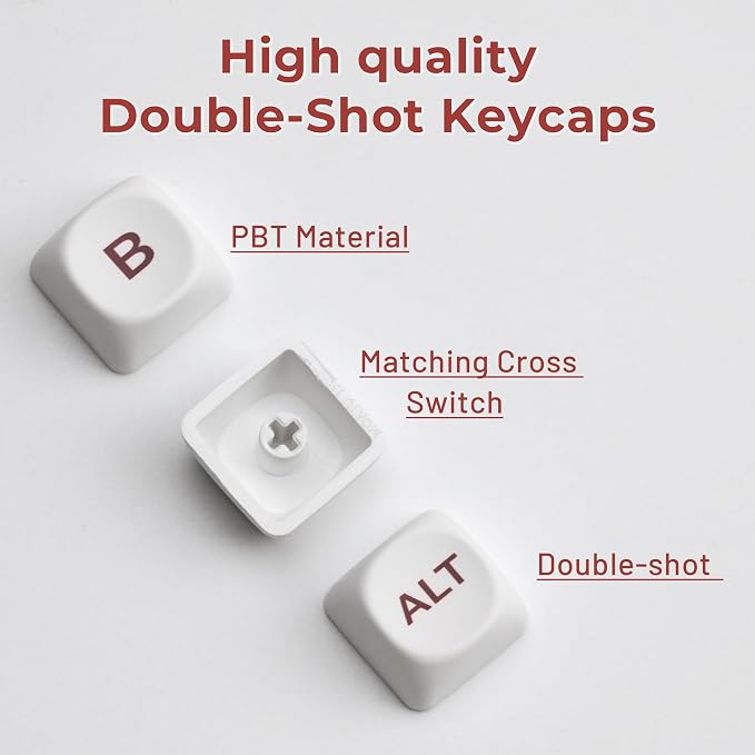 XVX MOA Profile Cherry Blossom PBT Keycaps, 140-Key Dye-Sub Keycaps for ANSI/ISO Layout (Compatible with Cherry MX Switches & GK61/68/87/96/104/108, Includes 6.25u Spacebar)