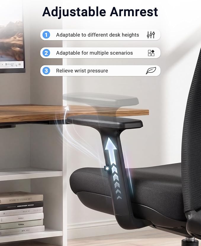 HYLONE Ergonomic Office Chair with Adaptive Gravity Balance Recline, High Back Mesh Chair with Adjustable Headrest & Lumbar Support, X-Frame Structure, Comfortable Big and Tall Home Office Chair