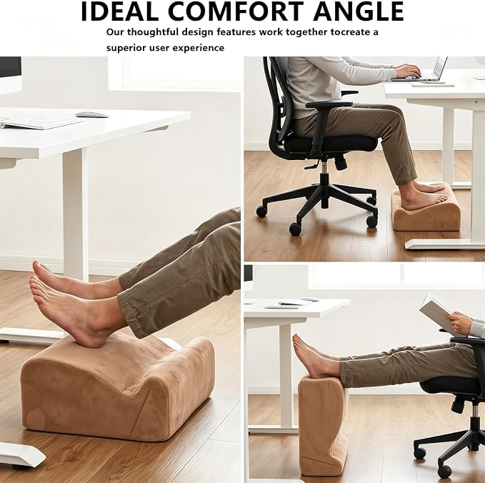 Foot Rest for Under Desk at Work, Ergonomic Footrest Multifunctional 3-Tier Foot Stool, Support Foot Pillow for Office Chair Gaming Chair Leg Elevation Pillow (Brown, One Size)
