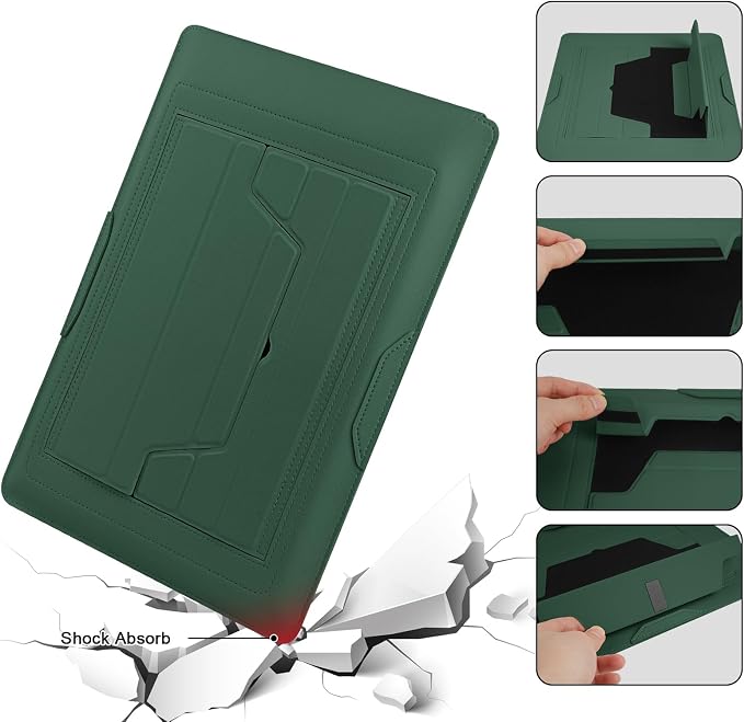 HoYiXi 13.3'' /13.6'' Laptop Sleeve Case PU Leather with Stand Compatible with MacBook Pro 14/MacBook Air 13(M1 M2)/ASUS Vivobook 14/Dell XPS 13/ASUS Matebook,13-14'' Laptop Bag,Dark Green