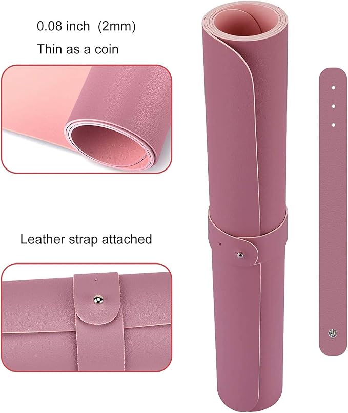 SUJAYU Dual Sided PU Leather Desk Pad, Mouse Pad, Office Desk Mat, Non-Slip Laptop Desk Pad, Waterproof Desk Writing Pad for Office and Home (31.5" x 15.7", Pink+Purple)