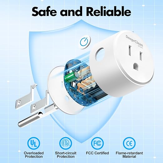 DeeprClean Mini Smart Plugs That Work with Alexa, Wifi Socket Compatible with Google Assistant, App Controlled Outlet with Timer & Schedule, 2.4GHz Wi-Fi Only Wireless Plugs Outlet for Smart Home Life