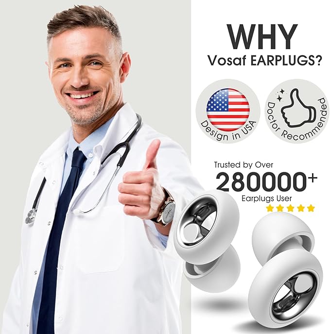 Ear Plugs for Sleeping Noise Cancelling, Soft EarPlugs for Concert, 45dB Reusable Ear Plugs for Noise Reduction with 8 Ear Tips, Comfortable Silicone Earplugs for Sleep, Work, Travel (White)