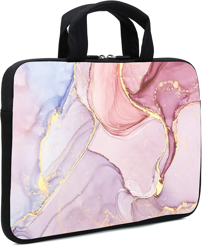 15.6" Laptop Sleeve 14" 15" 15.4" Chromebook Case Ultrabook Case Notebook Sleeves PC Messenger Bag (Pink Marble)