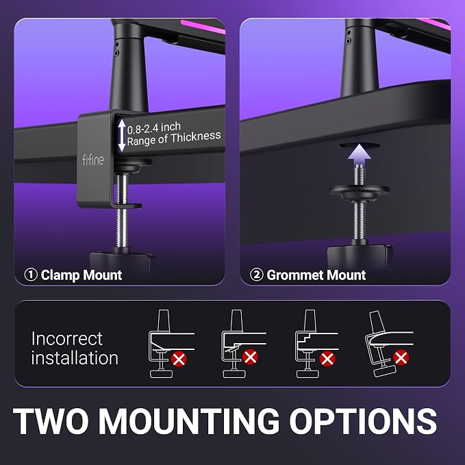 FIFINE Microphone Boom Arm with Controllable RGB, Adjustable Low Profile Mic Stand with Desk Mount Clamp,Cable Management, Screw Adapter for Gaming, Podcast, Streaming, Studio-BM88Pro