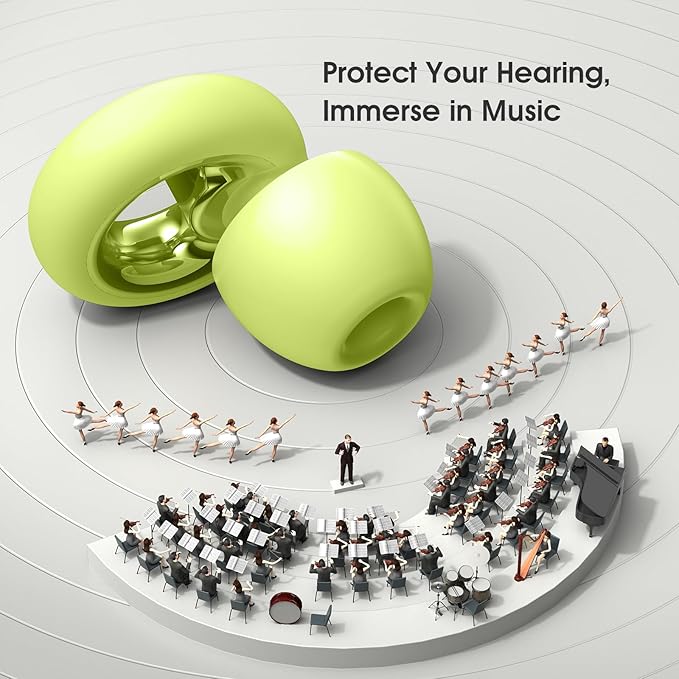 Ear Plugs for Sleeping Noise Cancelling, Soft Ear Plugs for Sleeping, 45dB Reusable for Noise Reduction with 8 Ear Tips, Silicone Hearing Protection Earplugs for Concert, Work(Lemon Lime)