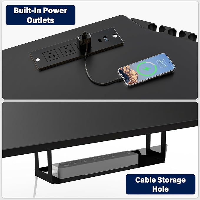 63 x 55 inch L-Shaped Standing Desk, Corner Computer Desk, Electric Standing Desk Adjustable Height, Sit to Stand Ergonomic Workstation for Home Office, Black