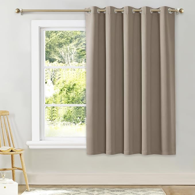 NICETOWN Bedroom Window Blackout Curtain Panel, Taupe, 1 Panel, 70 x 63 inch, Thermal Insulated Blackout Drape/Drapery for Loft, Guestroom