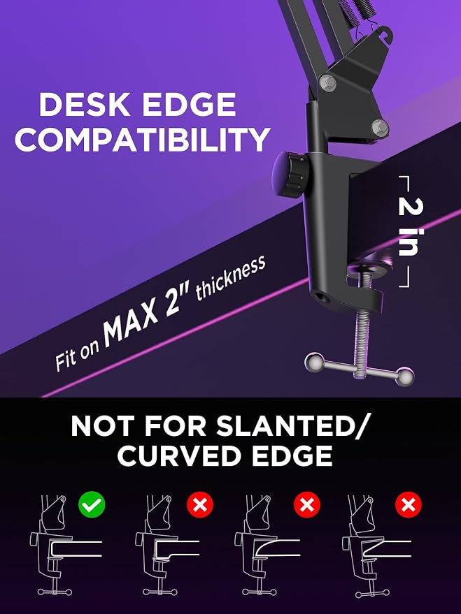 InnoGear Mic Stand for Blue Snowball and Blue Snowball iCE Boom Arm Stand with Pop Filter Microphone Holders for HyperX QuadCast SoloCast Fifine Shure SM7B and Other Mic, Max Load 1.5 KG, Medium