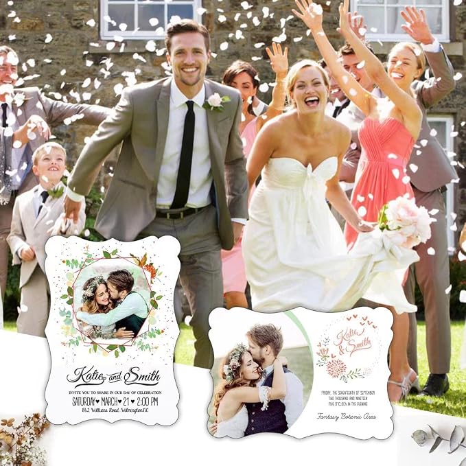 100 Pack Blank Invitations with Envelopes, Goefun 5 x 7 Postcards and A7 Envelopes Self Seal for Wedding, Graduations, DIY Cards, Thank You Cards & All Occasion