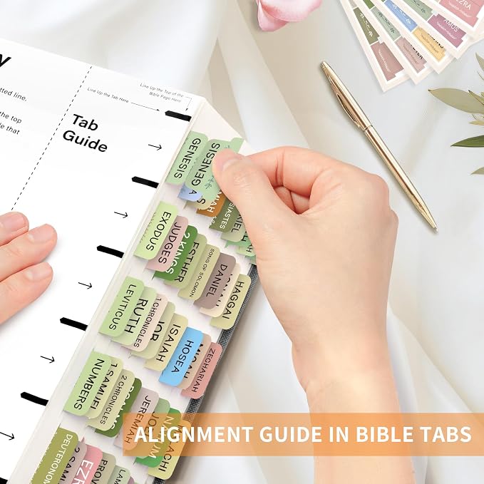 Bible Tabs for Women & Men, Bible Tab for Study Bible, Large Print Bible Tabs for Easy Navigation, Bible Index Tab, 66 Tabs Old & New Testament, Extra 9 Blank Tabs - Gentle Foliage