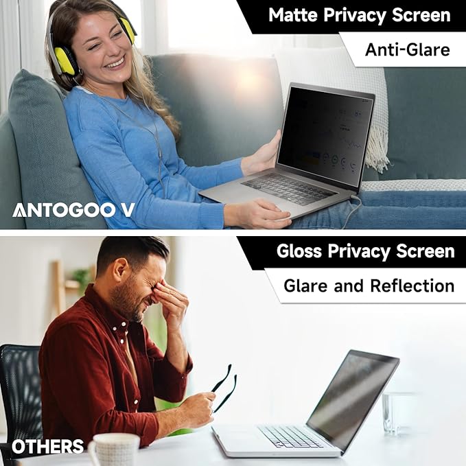 14 Inch 16:9 Laptop Privacy Screen Filter, Anti Blue Light Glare & Anti Scratch Computer Privacy Shield for 14" with 1920x1080 Aspect Ratio Laptop