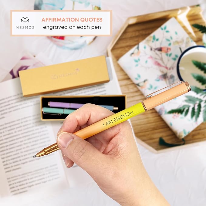 MESMOS 3pk 0.7mm Fine Tip Gel Ink Pen Set, Fancy Pen Set for Women, Inspirational Gifts for Women, Daily Affirmations, Positive Affirmations, Motivational Gifts, Aesthetic Pens