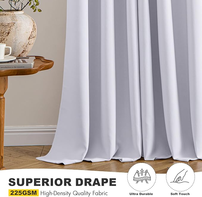 MIULEE Blackout Curtains for Bedroom Living Room 2 Panels, Thermal Insulated Room Darkening Drapes Grommet Noise Reducing Light Blocking Window Treatments 72 Inches Long 40x72 Inch Greyish White
