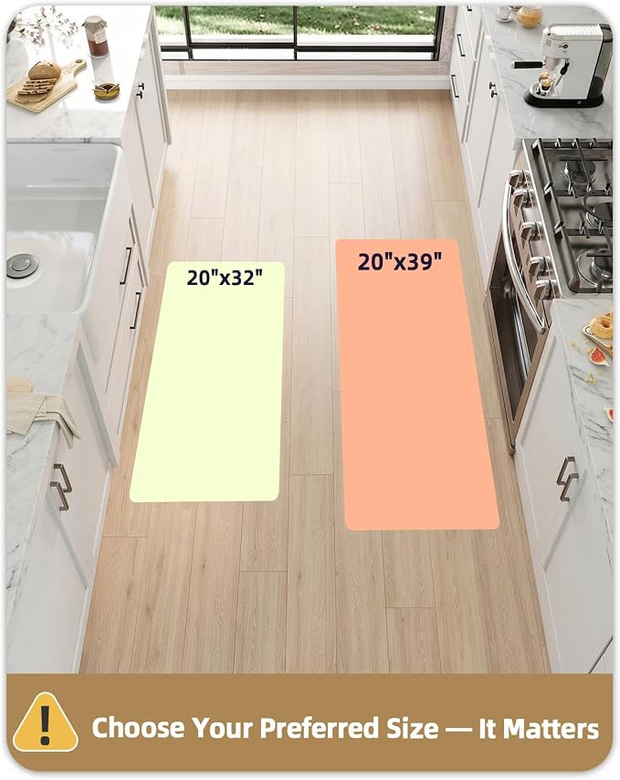 Color&Geometry Kitchen Floor Mat 20x39 Extra Thick Anti Fatigue, Brown | 0.9in High Dense Foam Mat For Standing Comfort,Easy Clean,Stain Resistant,Beveled Safe Edges,Stress/Pian Relief,Foot Rest