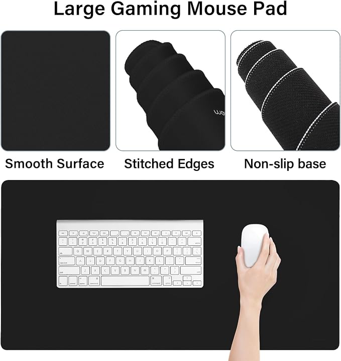MOSISO Keyboard Mouse Pad Set, Gaming Mouse Pad&Keyboard Wrist Rest&Wrist Rest, Ergonomic Wristrests with Memory Foam Home Office Easy Typing Cushion Non-Slip Mousepad, Black