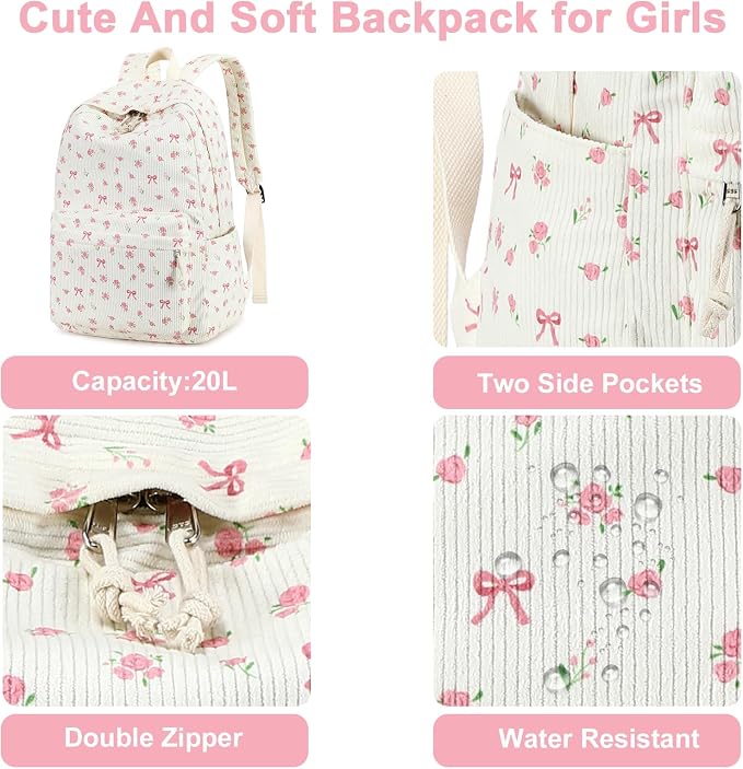BTOOP School Backpacks for Teen Girls Bookbags Lightweight Kids Backpack School Bags Set with Lunch Box Pencil Case