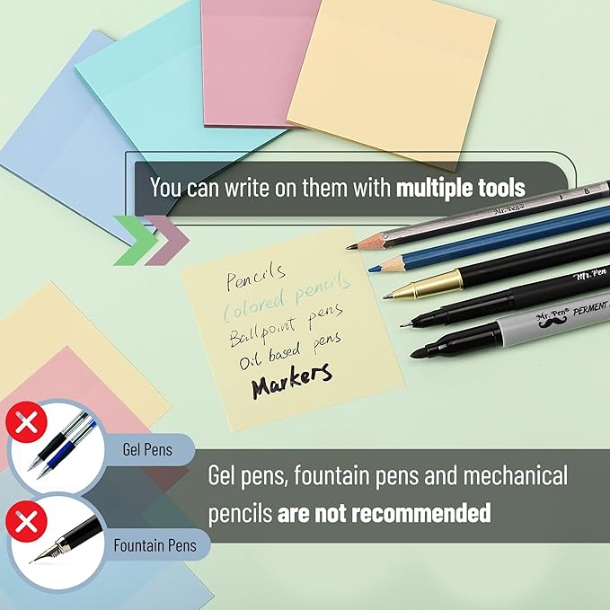 Mr. Pen- Transparent Sticky Notes, 3x3, 200 Sheets, Morandi Colors, See Through Sticky Notes Clear, Translucent Sticky Notes, Stocky Notes for Bible Journaling