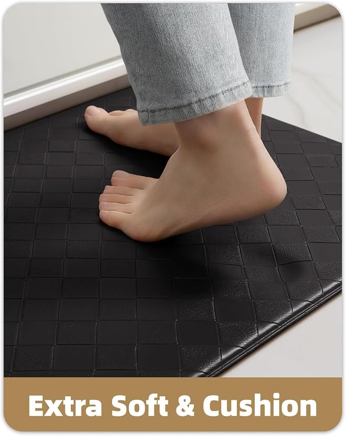 Color&Geometry Checkered Kitchen Floor Mat 24x71 Anti Fatigue Wide, Black | Waterproof & Oil Proof, Easy Clean PVC Large Kitchen Rug For Busy Family, 0.4in Thick Cushion For Long Standing, Non Slip