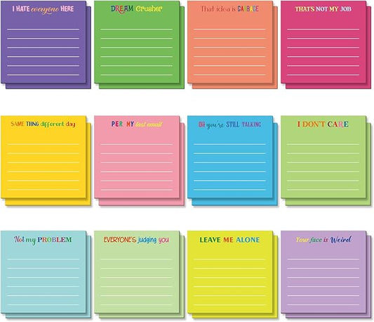 Yinder 24 Pcs Inspirational Sticky Notes Thank You Gift Motivational Sticky Note Pad Employee Appreciation Gift Bulk for Staff Coworker Teacher Nurse Office Groups 3 x 3'' (Funny,Dark Color)