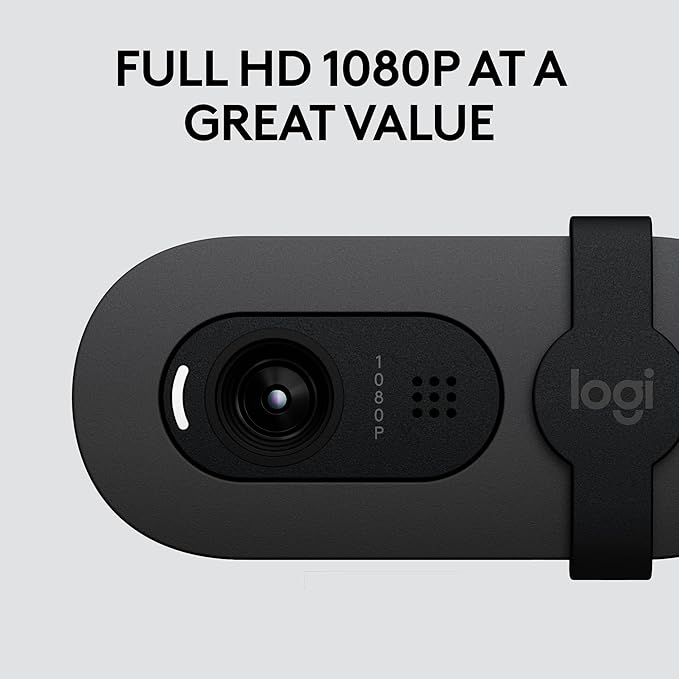 Logitech Brio 105 Full HD 1080p Business Webcam with Auto-Light Balance, USB-A, Privacy Shutter, Easy Set-Up, Compatible with Windows, macOS, ChromeOS (Renewed)