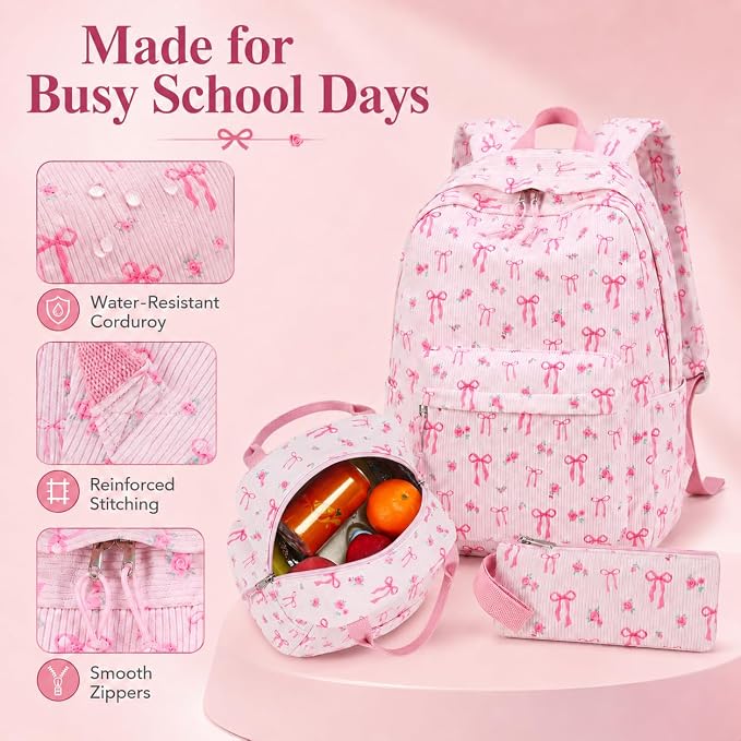 BTOOP School Backpacks for Teen Girls Bookbags Lightweight Kids Backpack School Bags Set with Lunch Box Pencil Case