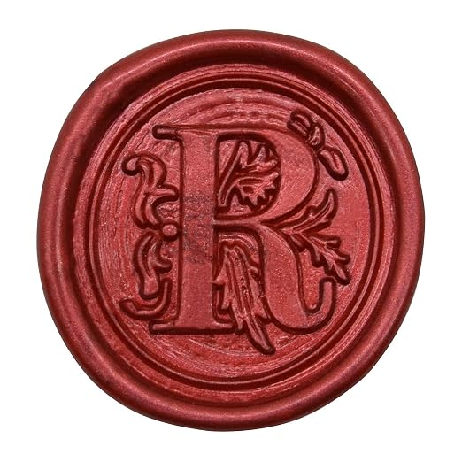 Medieval Initial Alphabet Stamps for Sealing Wax, Brass Head Wooden Handle, Decorate Thanksgiving Card/Envelope/Gift Wrap/Wedding Engagement Party Invitation - Letter R