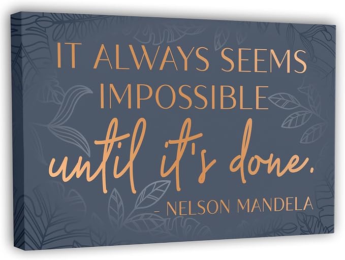 HoneyKICK Nelson Mandela Inspirational Quote Canvas Wall Art - Motivational Wall Decor for Office, Bedroom, Living Room - Abstract Wall Art for Women Office Decor Framed Canvas
