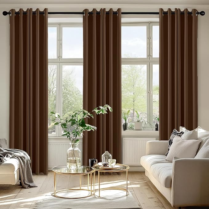 MIULEE Blackout Curtains for Bedroom Living Room 2 Panels, Thermal Insulated Room Darkening Drapes Grommet Noise Reducing Light Blocking Window Treatments 84 Inches Long 40x84 Inch Brown