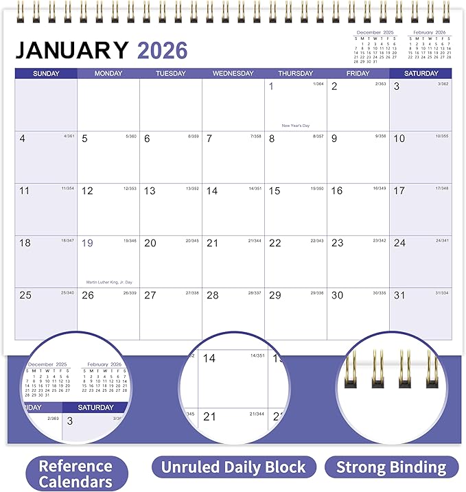 2026 Desk Calendar - Desktop Calendar 2026, Jan. 2026 - Dec. 2026, 12 Months Desk Calendar 2026, Standing Flip Calendar 2026, 9.8" x 8.3", Thick Paper