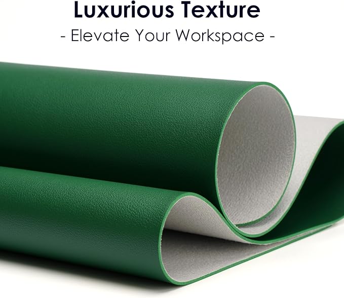 Leather Desk Pad Protector, Waterproof Mouse Pad, PU Desk Mat, Office Desk Cover, Desk Writing Mat for Office/Home/Work/Cubicle (Dark Green) 9x8 in