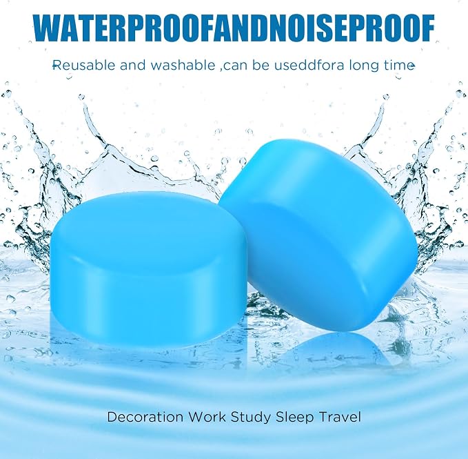 TrelaCo 12 Pack Soft Ear Plugs for Sleeping, Reusable Moldable Silicone Earplugs Noise Cancelling Reduction for Concerts, Swimming, Shooting, Snoring, Airplane, Musicians, Motorcycle(Blue)
