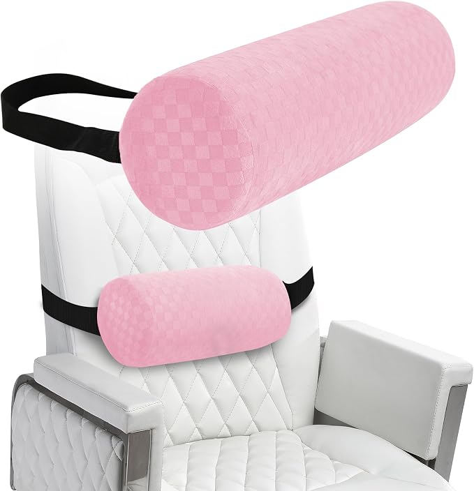 Coeyese Lumbar Roll Pillow for Lower Back Support, Light Pink, 11 * 4.3'' | Removable Pillowcase, Upgraded Adjustable Strap, Suitable for Office, Chair, Car, Seat Pain Relief & Improving Posture