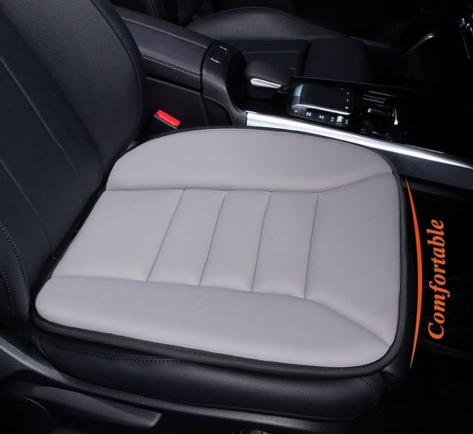 kingphenix Memory Foam Car Seat Cushion for Driver and Office Chair Comfort | 1.2-Inch-Thick Memory Foam Seat Pad, Soft, Breathable Fabric, Non-Slip Silicone Bottom for Long Drives and Office Use, Gray