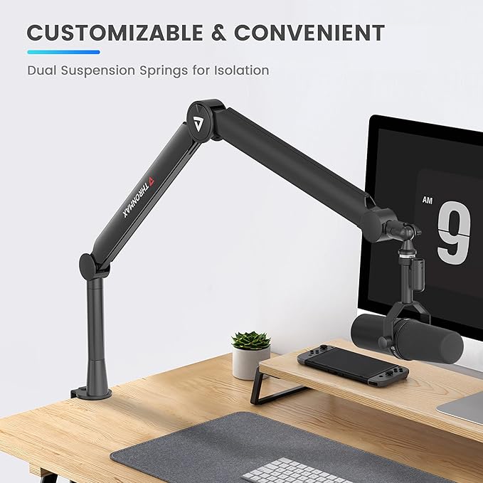 Boom Arm Stand THRONMAX S8 Mic Stand for Game Streaming and Broadcasting/Sturdy and Universal Mic Arm with 1/4“，3/8" to 5/8" Adapter，All-Metal and Fully Adjustable Mic Arm